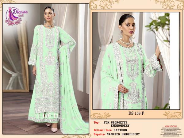 Dinsaa 158 E To H Embroidered Georgette Designer Pakistani Suit Collection